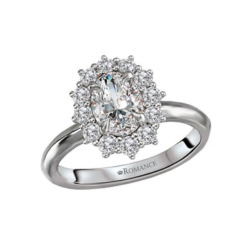 Orbelle Halo Semi-Mount Diamond Ring | 14K White Gold Oval 7x5mm