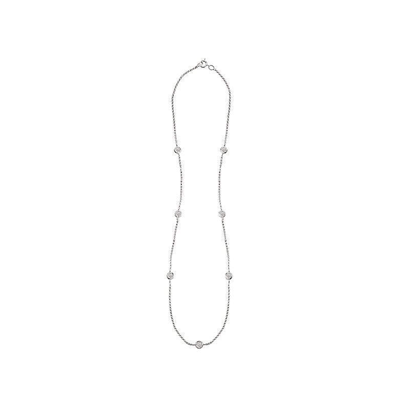 Aurenza Classics 14kt White Gold Add-a-Diamond Necklace with Round Bezel Diamonds