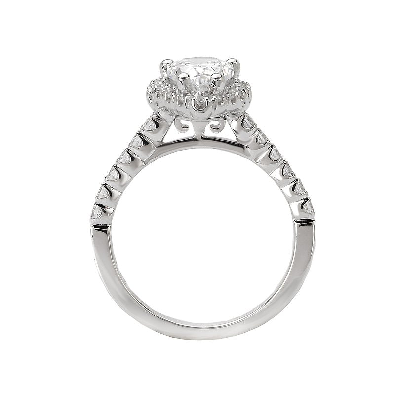 Glemera Petite Halo Semi-Mount Diamond Ring in 14K White Gold