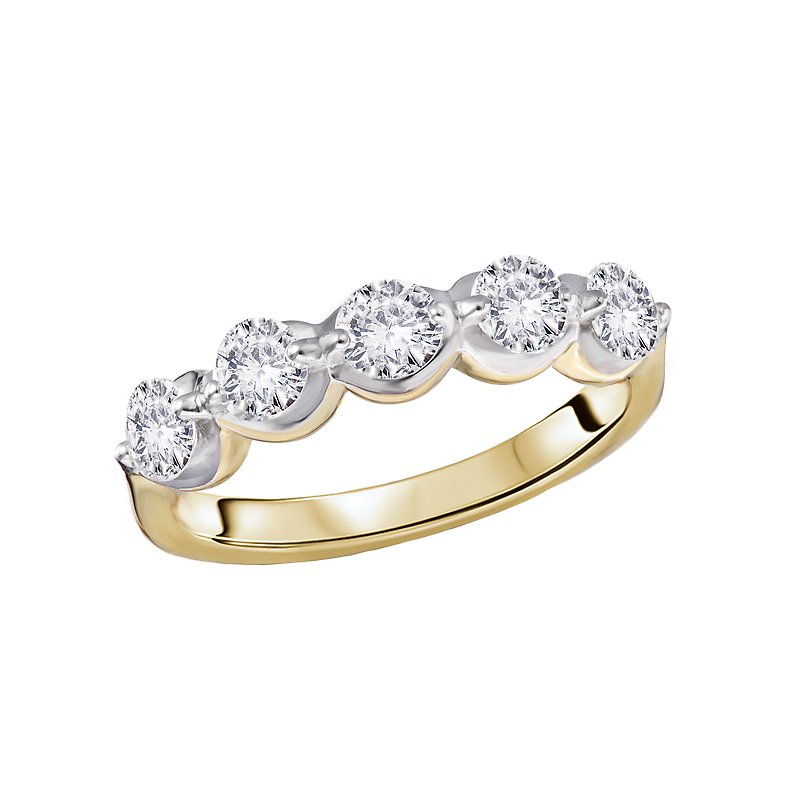 Luxora Lab Grown Diamond Ladies Fashion Ring - 14kt Yellow Gold Band with Round Diamonds