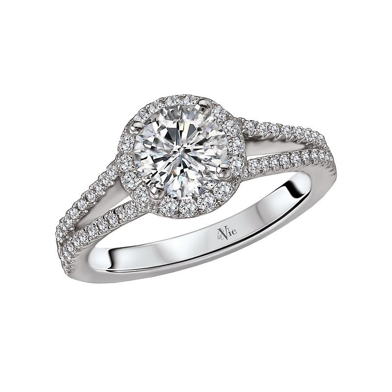 Glemera Split Shank Diamond Ring Semi-Mount in 14K White Gold