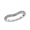 Orbelle Curved 14K White Gold Wedding Band with Engraved Detail and Diamonds