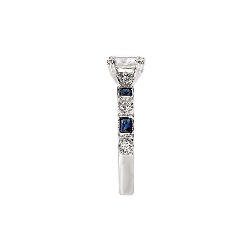 Orbelle Lab Grown Diamond Sapphire and Diamond Semi-Mount Ring in 14K White Gold