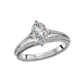 Bandora 14K White Gold Oval Diamond Engagement Ring Semi-Mount