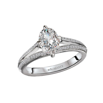 Bandora 14K White Gold Oval Diamond Engagement Ring Semi-Mount