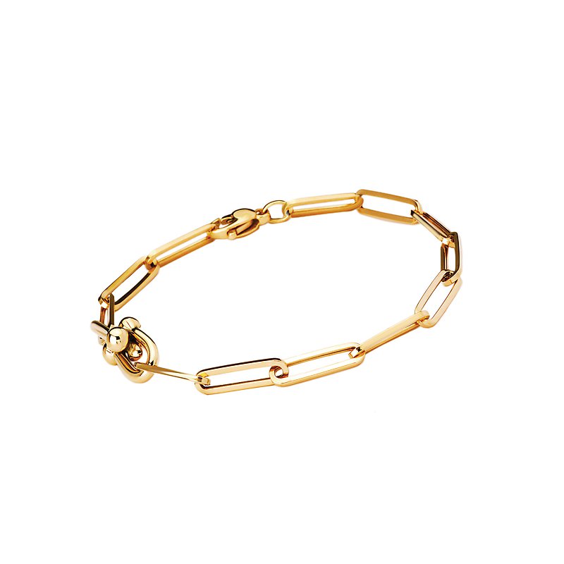 Luxora Ladies 14K Yellow Gold Paperclip U Link Bracelet