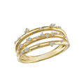Luxora 14K Yellow Gold Ladies Fashion Diamond Ring - Round Cut White Diamonds (D 1/5 carat total weight)