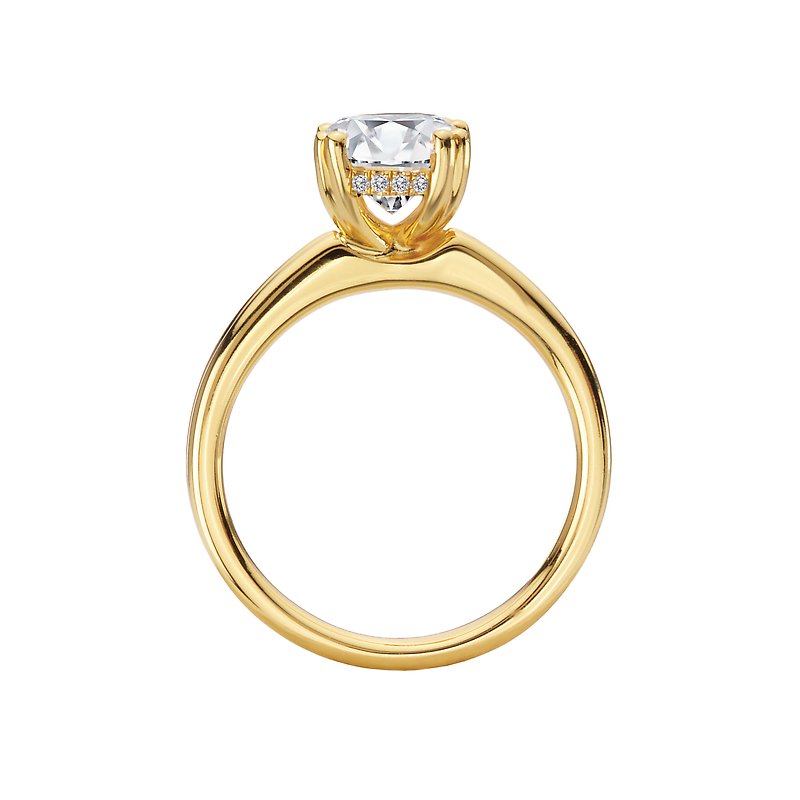 Orbelle Double Ring Band 14K Yellow Gold Oval Diamond Engagement Ring