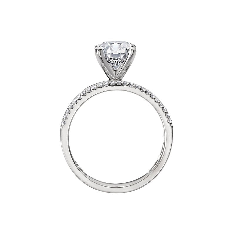 Orbelle Wide Band Oval Diamond Engagement Ring in 14K White Gold