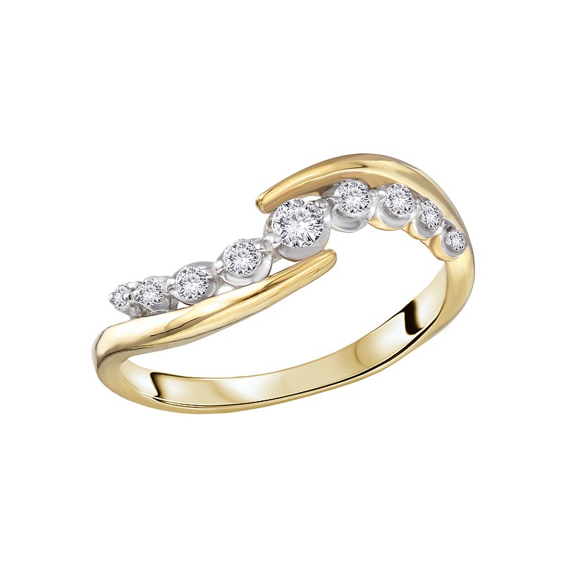 Luxora Two-Toned Lab Grown Diamond Wave Ladies Fashion Ring - Classic Style
