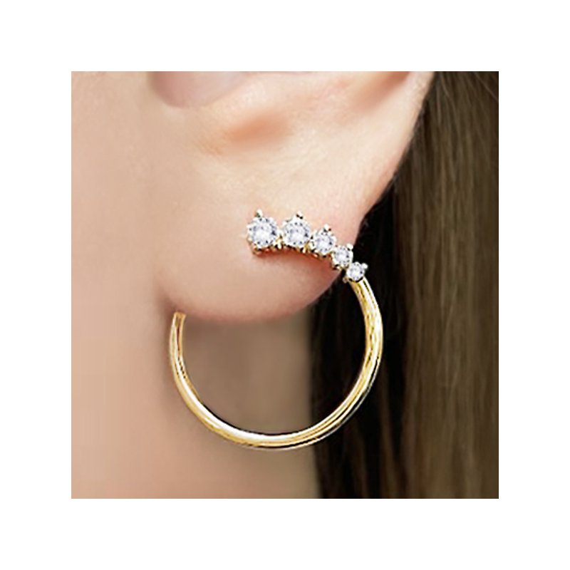Luxora 14K Yellow Gold Hoop Diamond Earrings - Chic Fashion Jewelry