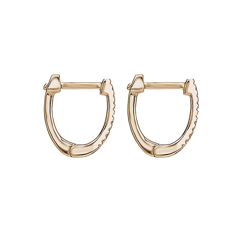 Luxora 14K Yellow Gold Diamond Huggie Hoops Earrings