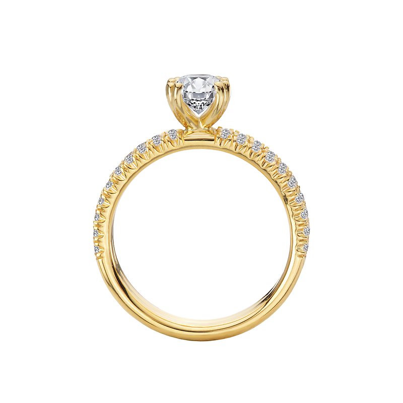 Orbelle 14K Yellow Gold Double Row Diamond Engagement Ring