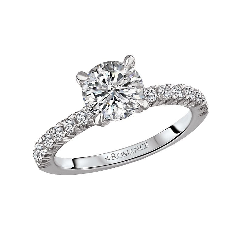 Bandora 14K White Gold French Pave Diamond Engagement Semi-Mount Ring