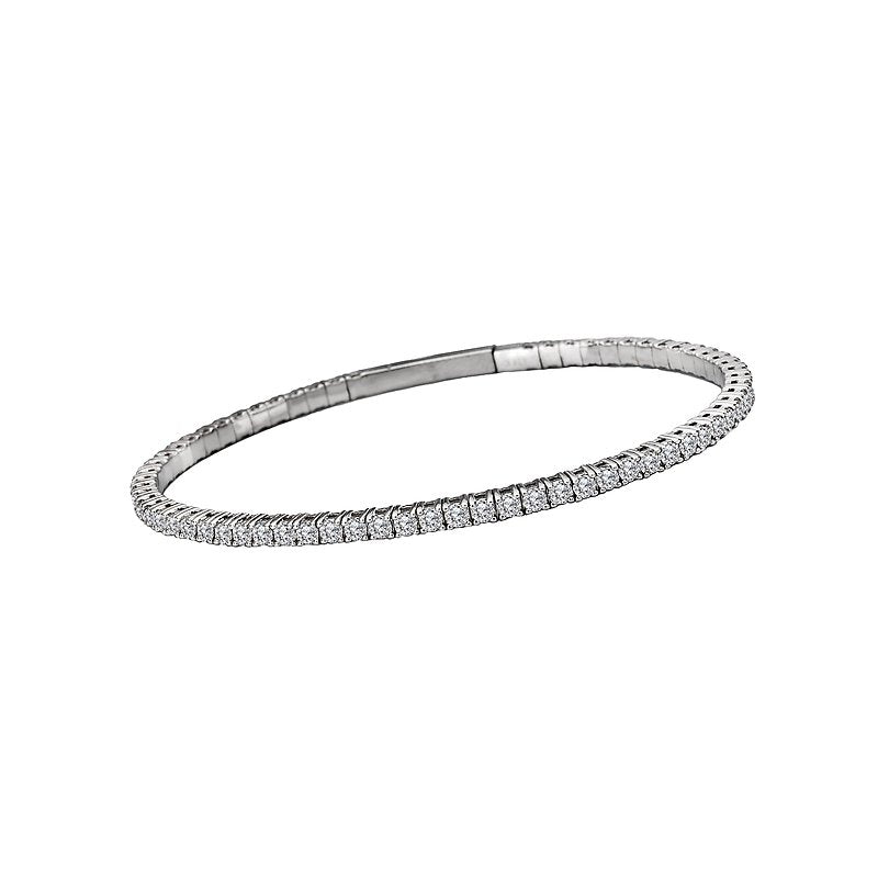 Luxora Ladies Fashion Diamond Bangle Bracelet | 14K White Gold