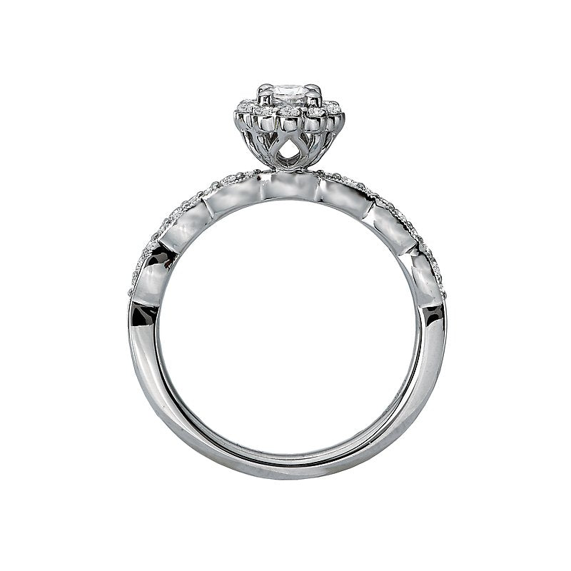 Orbelle Petite 14K White Gold Oval Halo Diamond Engagement Ring