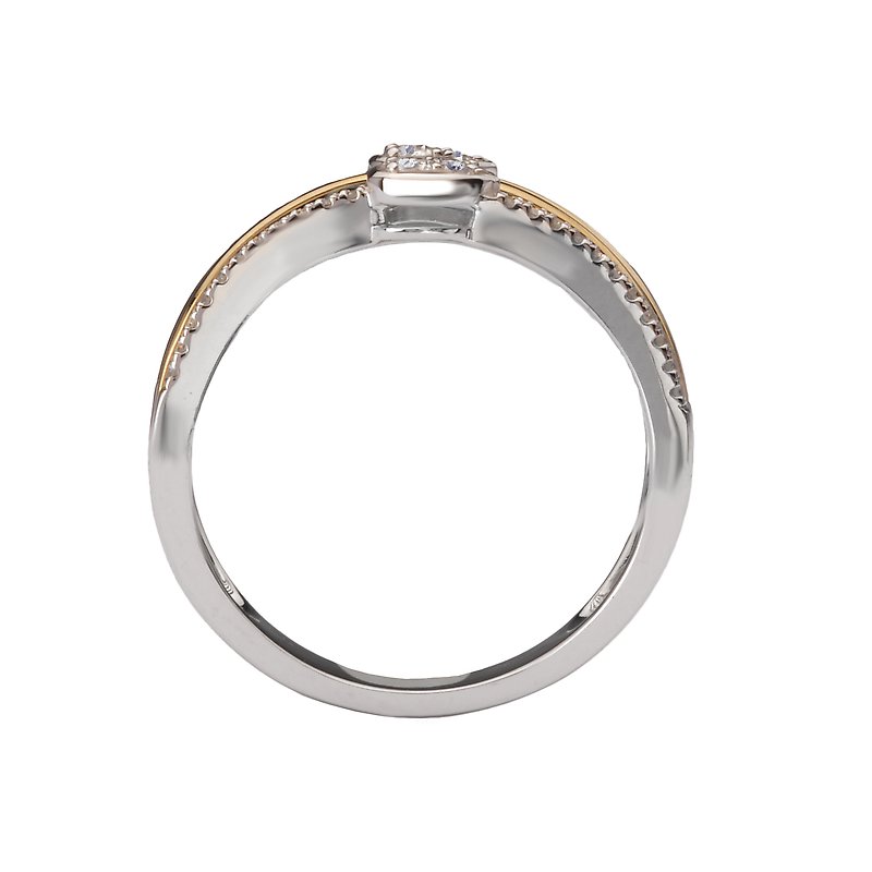 Luxora Ladies Fashion Two-Tone Diamond Ring 14kt White and Yellow Gold Band