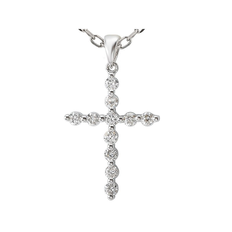 Aurenza Classics 14K White Gold Round Diamond Cross Pendant