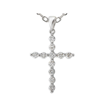 Aurenza Classics 14K White Gold Round Diamond Cross Pendant