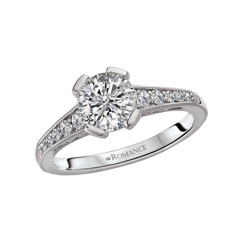 Vintage Semi-Mount Diamond Ring in 14K White Gold - Orbelle Green LGD