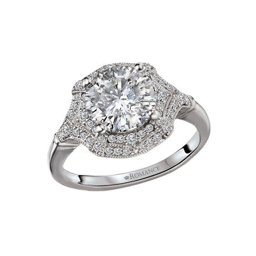Orbelle Diamond Semi-Mount Engagement Ring | 14K White Gold Halo Ring