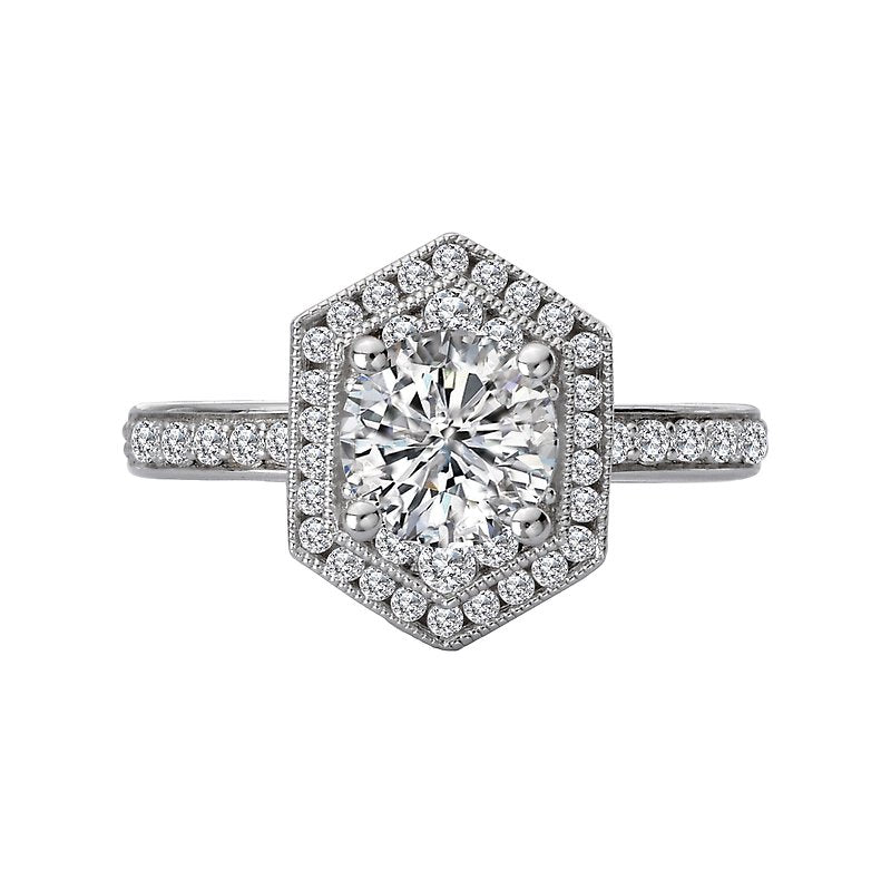 Orbelle Halo Semi-Mount Diamond Ring with Lab Grown Diamond in 14K White Gold