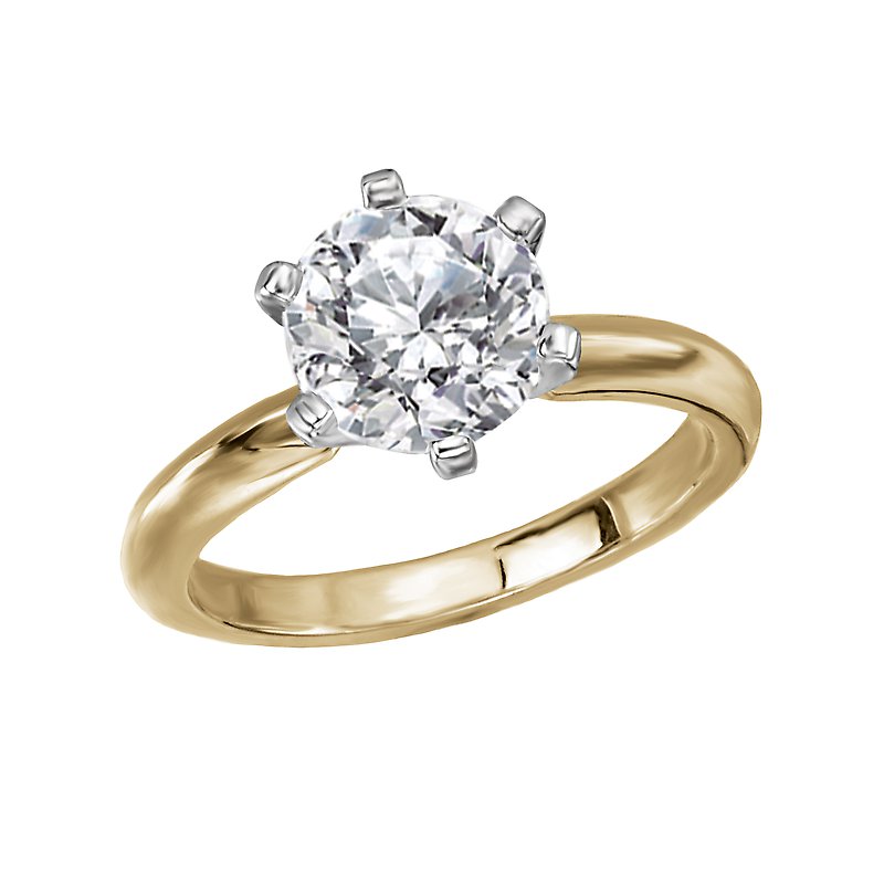 Glemera Solitaire Semi-Mount Diamond Ring - 14K Yellow Gold Round Center Stone
