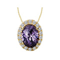 Luxora Oval Amethyst Gemstone and Diamond Pendant in 14K White Gold