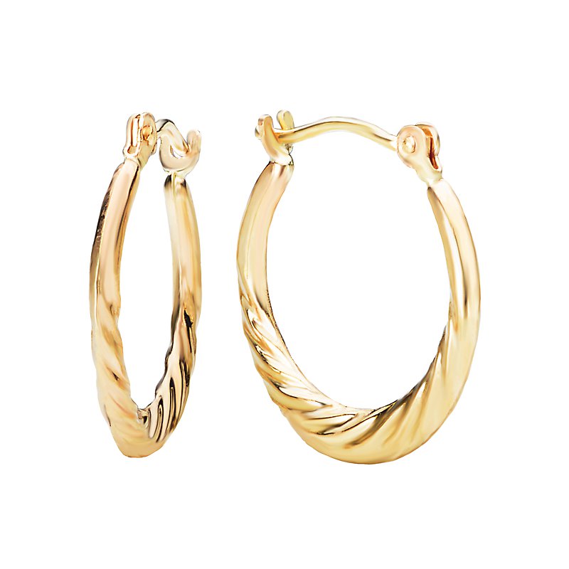 Chic 14kt Yellow Gold Rope Hoop Earrings - Luxora Essential Collection