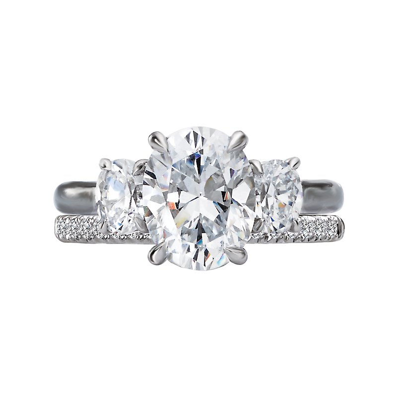 Orbelle Custom 3-Stone Oval Lab Grown Diamond Semi-Mount Ring