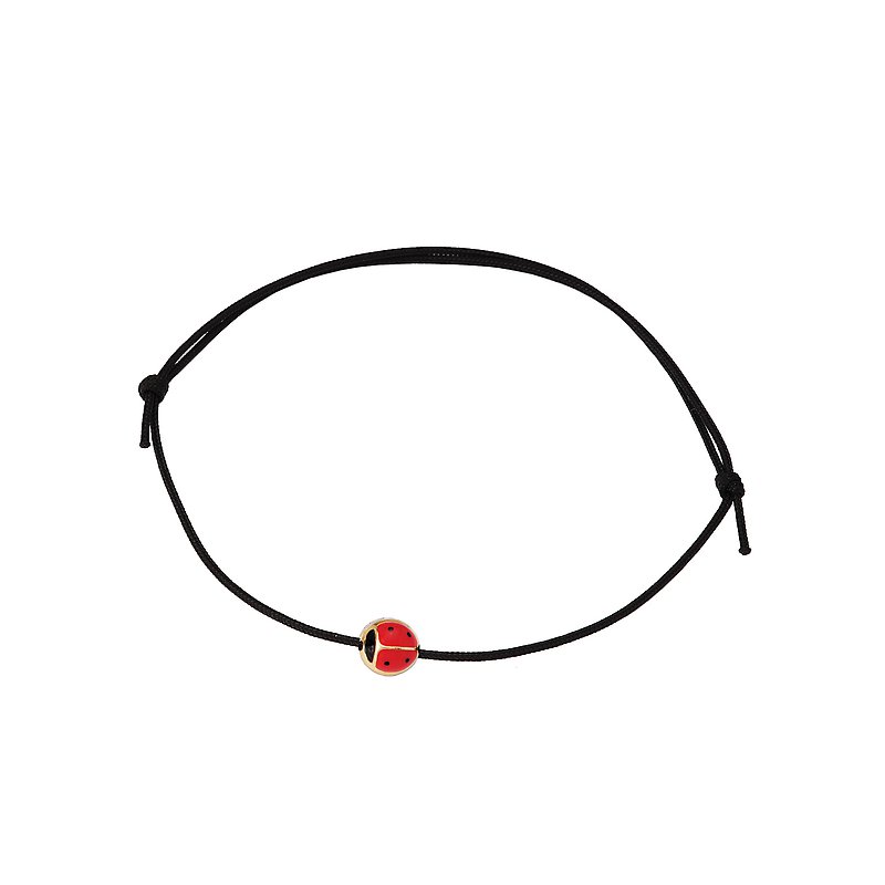 Luxora Italian 14kt Yellow Gold Red Ladybug Bracelet | Adjustable Cord Bracelet