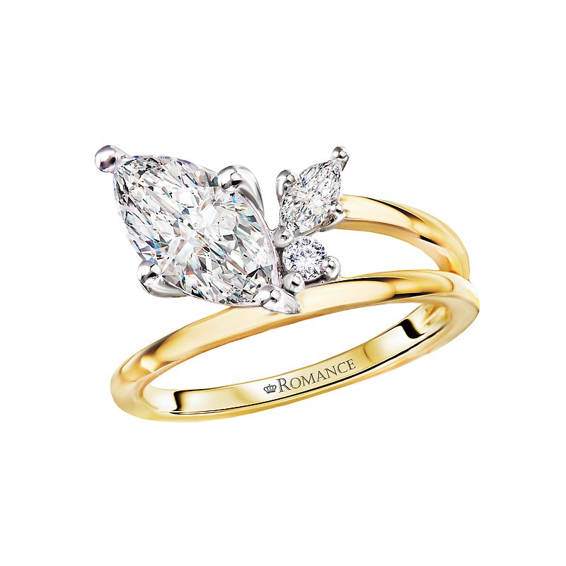 Orbelle 14K Yellow Gold Twist Half Split-Shank Diamond Engagement Ring