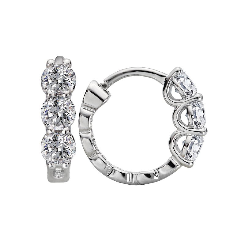 Luxora Diamond Hoop Earrings - 14kt White Gold Round Diamond Lever-back Earrings
