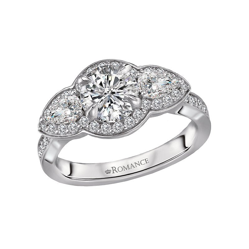 Orbelle 3-Stone Diamond Semi-Mount Engagement Ring in 14K White Gold