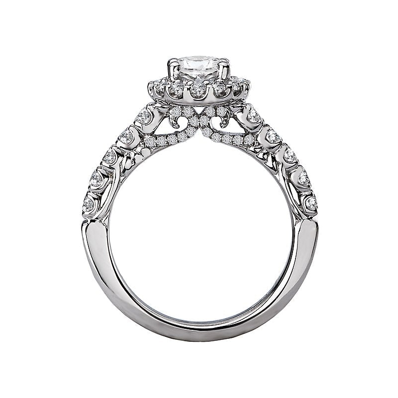 Orbelle Halo Semi-Mount Diamond Ring | 18K White Gold | Oval Shape | Engagement
