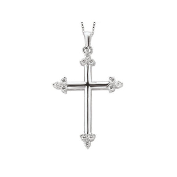 Aurenza Classics 14K White Gold Luxora Cross Pendant with 0.18ctw Diamond Cluster