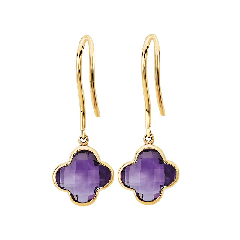 Luxora Amethyst 14K Yellow Gold Clover Earrings
