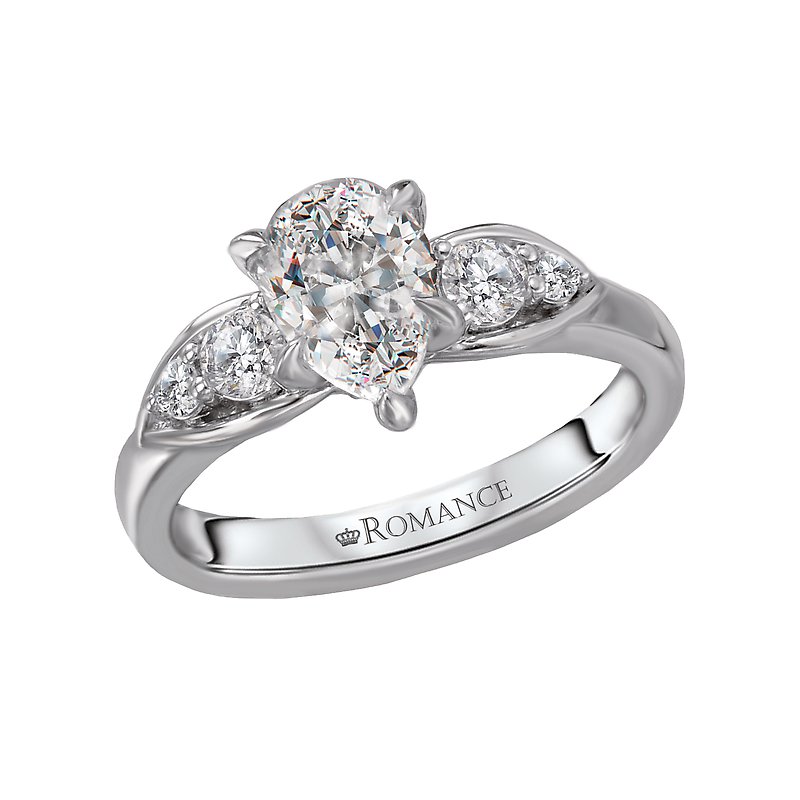 Bandora 14K White Gold Diamond Engagement Ring Semi-Mount for Pear Shaped Stone