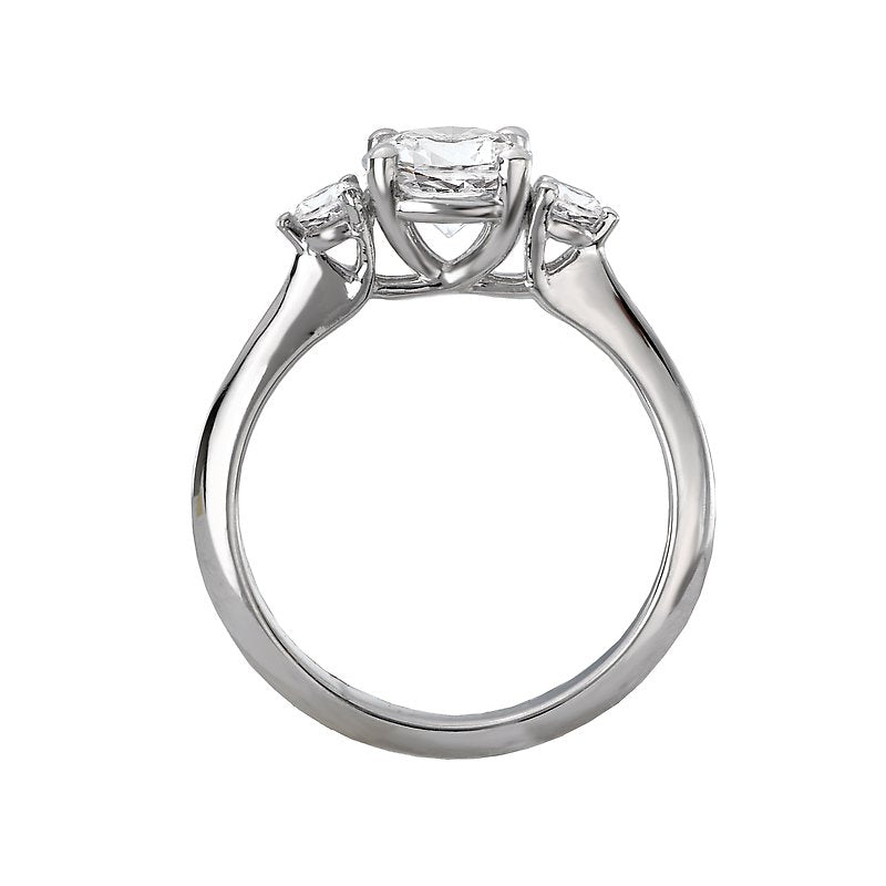 Glemera 3-Stone White Diamond Semi-Mount Engagement Ring in 14K White Gold