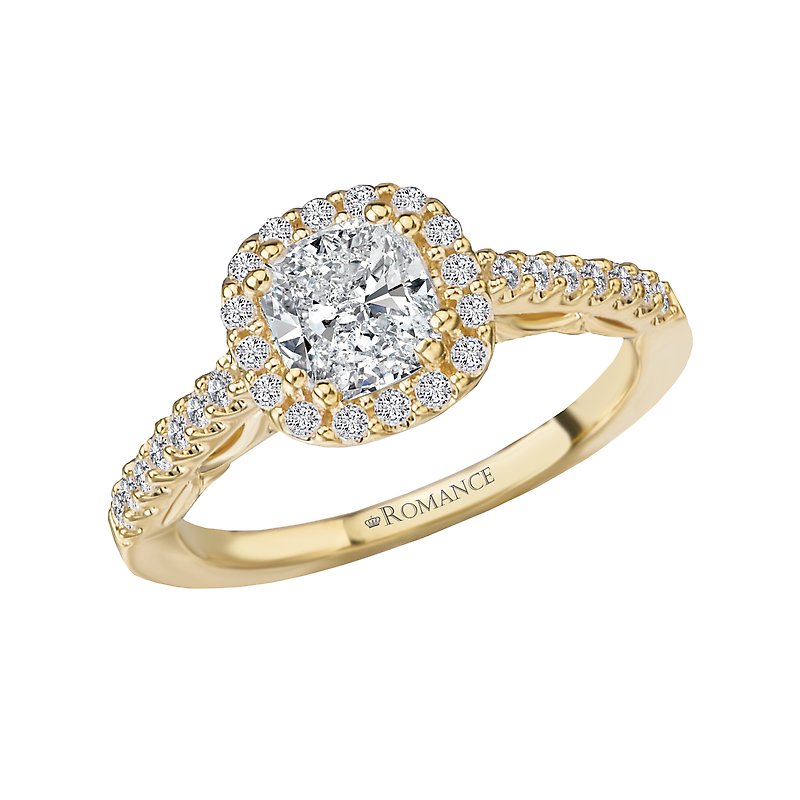 Orbelle Halo Diamond Ring Semi-Mount in 18K Yellow Gold