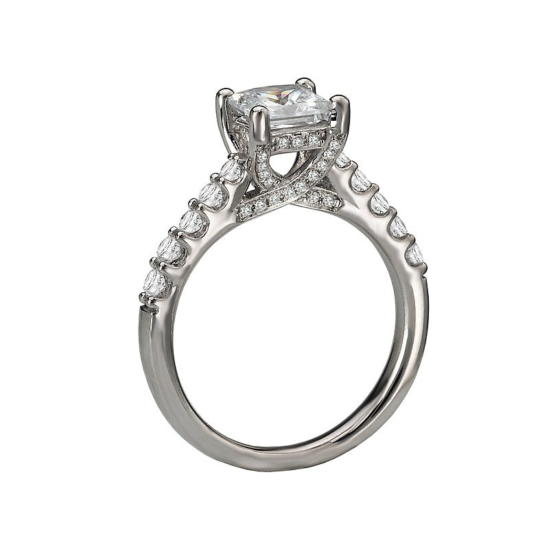 Glemera Bandora 14K White Gold Princess Cut Diamond Semi-Mount Engagement Ring