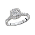 Glemera Halo Semi-Mount Engagement Ring in 14K White Gold with Diamond Accents