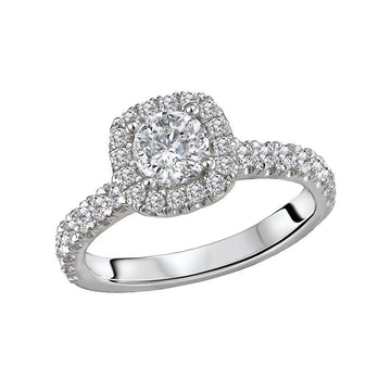 Glemera Halo Semi-Mount Engagement Ring in 14K White Gold with Diamond Accents