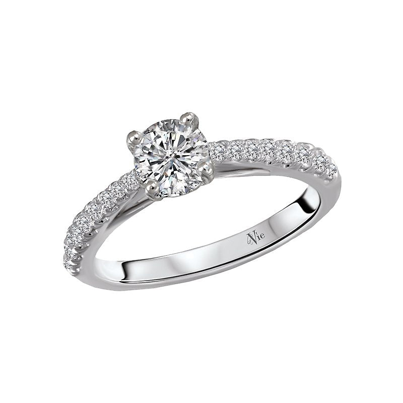 Glemera Bandora 14K White Gold Graduated Diamond Engagement Semi-Mount Ring
