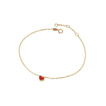 Luxora Italian 14kt Gold Heart Charm Bracelet | Adjustable Chain Style