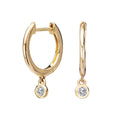 Luxora 14kt White Gold Hoop Earrings with Bezel Set Diamond Dangle
