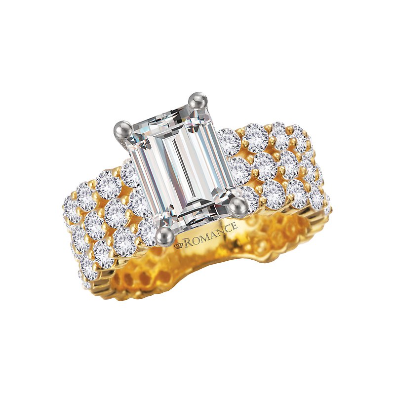 Orbelle 14K Yellow Gold Triple Row Diamond Engagement Ring Semi-Mount