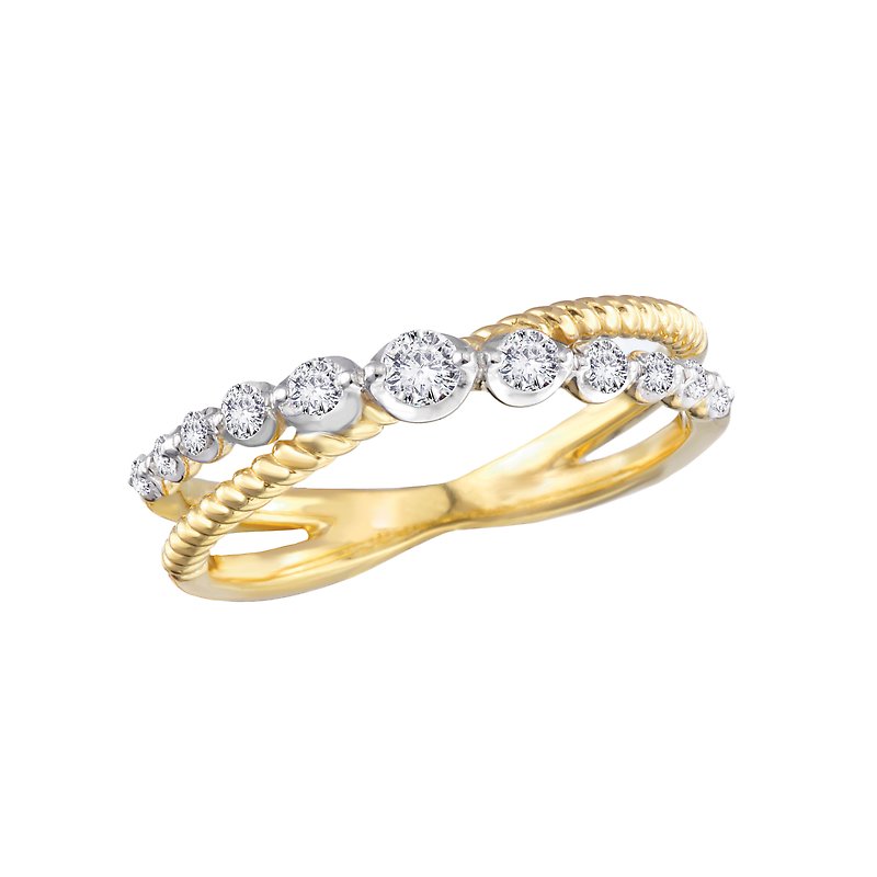 Luxora Two-Toned Diamond Twist Fashion Ring - 14kt Yellow and White Gold