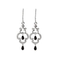 Luxora Ladies Diamond and Black Onyx Briolette Earrings in 14K White Gold