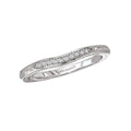 Orbelle Curved 18K White Gold Wedding Band with Engraved Details and Diamonds